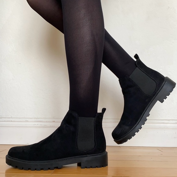 H&M Shoes Hm Black Faux Suede Chelsea Ankle Boots Poshmark